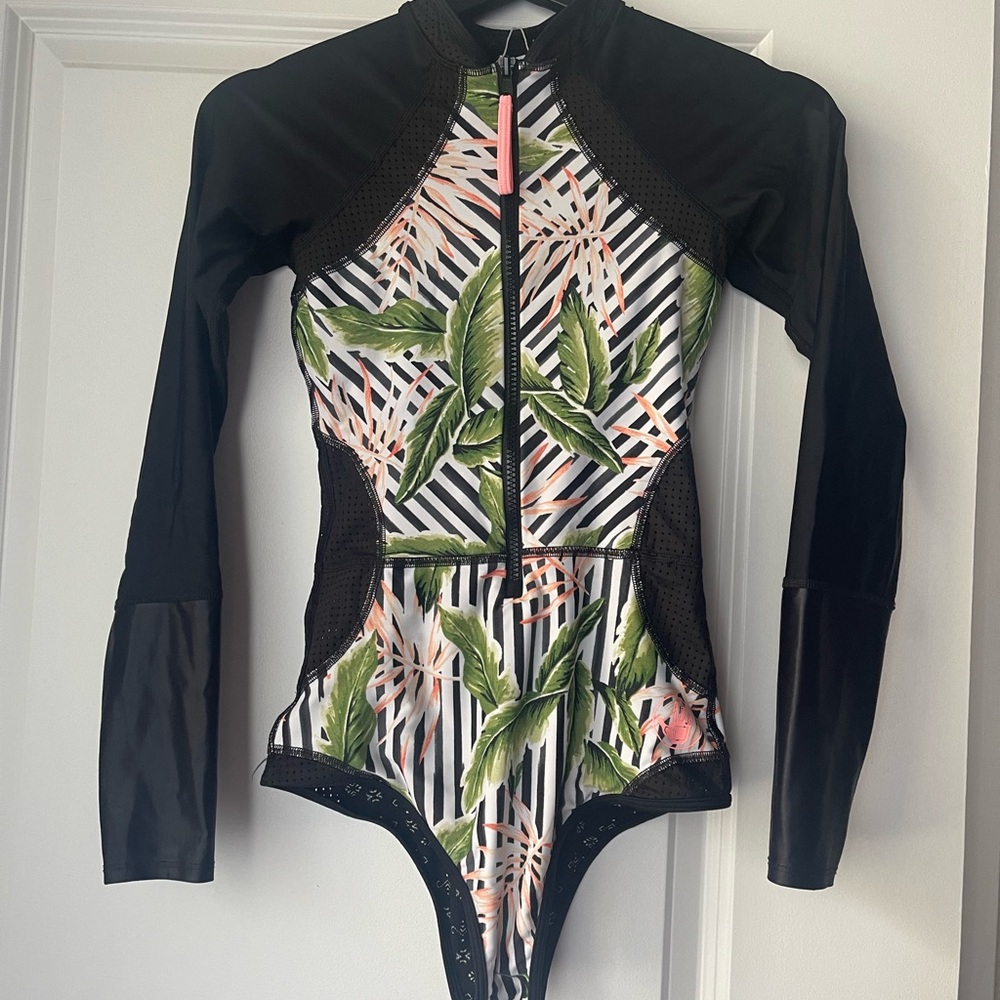 Gently used Bodyglove rash guard one piece swimsuit